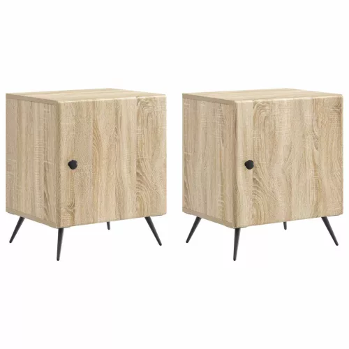 vidaXL Éjjeliszekrény 2 pcs Sonoma Tölgy 43 x 34,5 x 50 cm Szerelt Fa