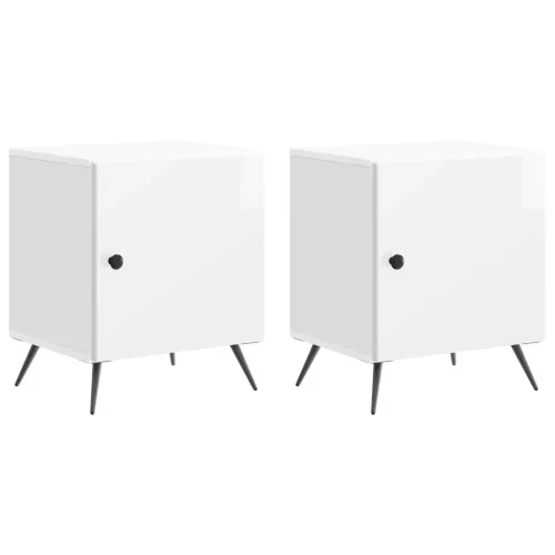 vidaXL Éjjeliszekrény 2 pcs Magasfényű Fehér 43 x 34,5 x 50 cm