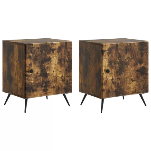 vidaXL Éjjeliszekrény 2 pcs Füstös Tölgy 43 x 34,5 x 50 cm Szerelt Fa