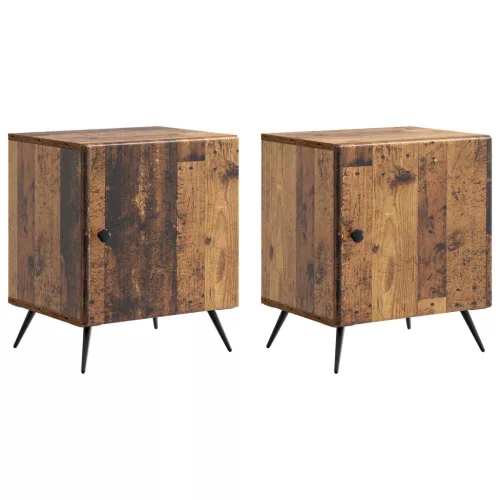 vidaXL Éjjeliszekrény 2 pcs Antik Fa 43 x 34,5 x 50 cm Szerelt Fa
