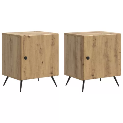 vidaXL Éjjeliszekrény 2 pcs Kézműves Tölgy 43 x 34,5 x 50 cm