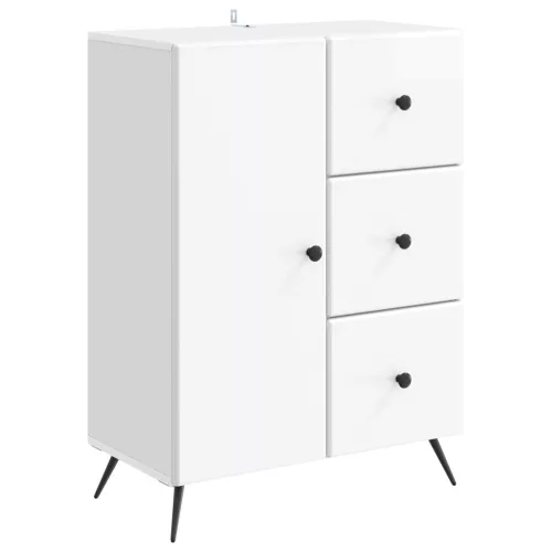 vidaXL Széf fiókkal Magasfényű Fehér 66 x 34,5 x 90 cm Szerelt Fa