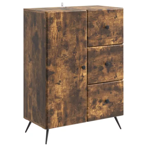 vidaXL Széf fiókkal Füstös Tölgy 66 x 34,5 x 90 cm Szerelt Fa