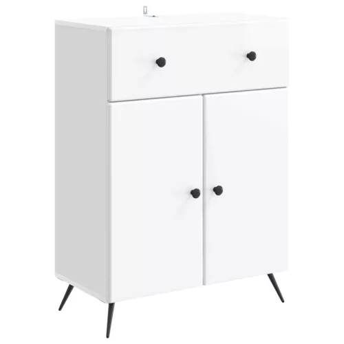 vidaXL Széf fiókkal Magasfényű Fehér 66 x 34,5 x 90 cm Szerelt Fa