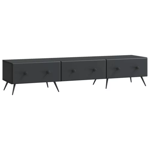 vidaXL TV szekrény fiókkal Fekete 147 x 34,5 x 30 cm Szerelt Fa