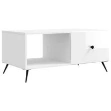   vidaXL Dohányzóasztal Magasfényű Fehér 90 x 50 x 40 cm Szerelt Fa