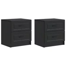   vidaXL Éjjeliszekrény 2 pcs Fekete 43 x 34,5 x 44,5 cm Szerelt Fa