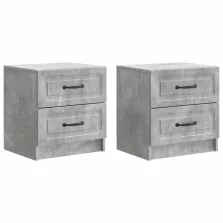   vidaXL Éjjeliszekrény 2 pcs Betonszürke 43 x 34,5 x 44,5 cm Szerelt Fa