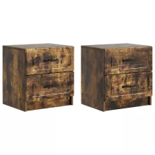   vidaXL Éjjeliszekrény fiókkal 2 pcs Füstös Tölgy 43 x 34,5 x 44,5 cm