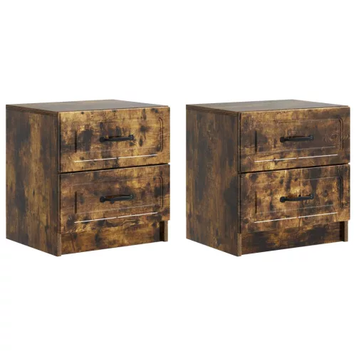 vidaXL Éjjeliszekrény fiókkal 2 pcs Füstös Tölgy 43 x 34,5 x 44,5 cm