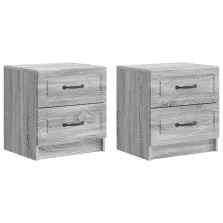   vidaXL Éjjeliszekrény fiókkal 2 pcs Szürke Sonoma 43 x 34,5 x 44,5 cm