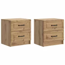   vidaXL Éjjeliszekrény fiókkal 2 pcs Kézműves Tölgy 43 x 34,5 x 44,5 cm