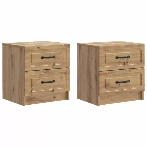 vidaXL Éjjeliszekrény fiókkal 2 pcs Kézműves Tölgy 43 x 34,5 x 44,5 cm