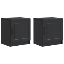   vidaXL Éjjeliszekrény 2 pcs Fekete 43 x 34,5 x 47 cm Szerelt Fa
