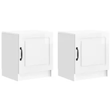   vidaXL Éjjeliszekrény 2 pcs Magasfényű Fehér 43 x 34,5 x 47 cm