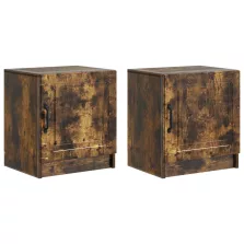   vidaXL Éjjeliszekrény 2 pcs Füstös Tölgy 43 x 34,5 x 47 cm Szerelt Fa