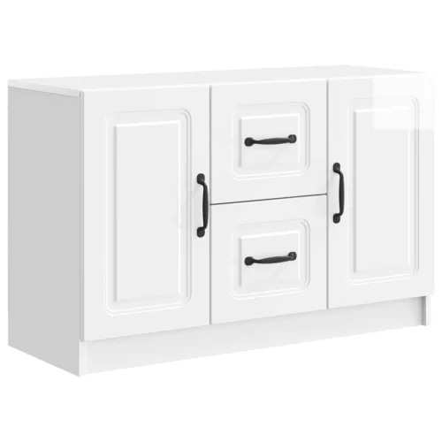 vidaXL Széf fiókkal Magasfényű Fehér 89 x 34,5 x 57 cm Szerelt Fa