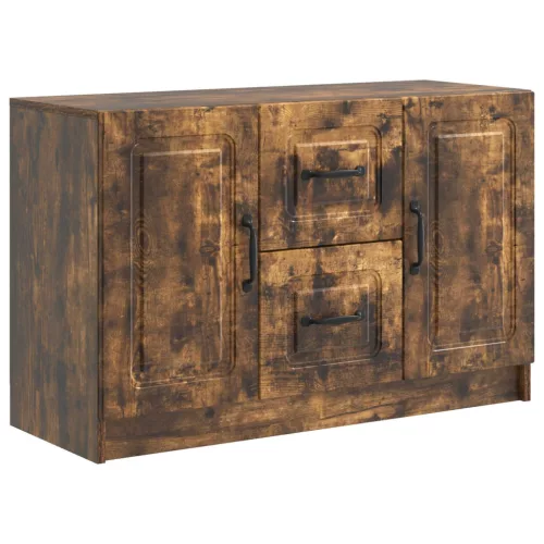 vidaXL Széf fiókkal Füstös Tölgy 89 x 34,5 x 57 cm Szerelt Fa