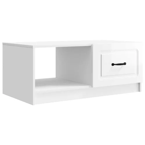 vidaXL Dohányzóasztal Magasfényű Fehér 90 x 50 x 37 cm Szerelt Fa