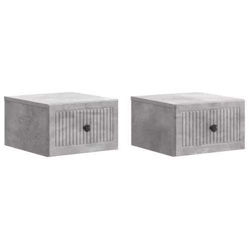 vidaXL Fali éjjeli szekrény 2 pcs Betonszürke 33 x 34,5 x 20 cm