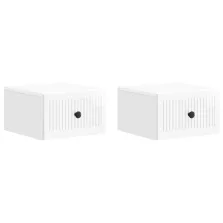   vidaXL Fali éjjeli szekrény 2 pcs Magasfényű Fehér 33 x 34,5 x 20 cm