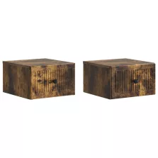   vidaXL Fali éjjeli szekrény 2 pcs Füstös Tölgy 33 x 34,5 x 20 cm