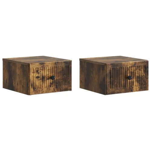vidaXL Fali éjjeli szekrény 2 pcs Füstös Tölgy 33 x 34,5 x 20 cm
