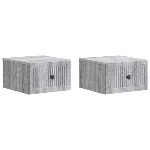 vidaXL Fali éjjeli szekrény 2 pcs Szürke Sonoma 33 x 34,5 x 20 cm