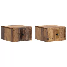   vidaXL Fali éjjeli szekrény fiókkal 2 pcs Antik Fa 33 x 34,5 x 20 cm