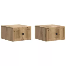   vidaXL Fali éjjeli szekrény 2 pcs Kézműves Tölgy 33 x 34,5 x 20 cm