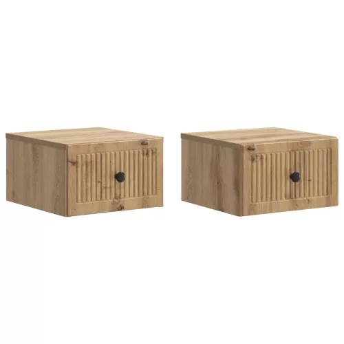 vidaXL Fali éjjeli szekrény 2 pcs Kézműves Tölgy 33 x 34,5 x 20 cm