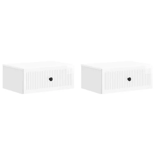 vidaXL Éjjeliszekrény fiókkal 2 pcs Magasfényű Fehér 49 x 34,5 x 20 cm