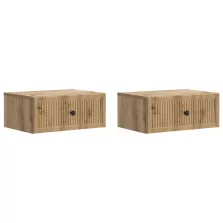   vidaXL Éjjeliszekrény fiókkal 2 pcs Kézműves Tölgy 49 x 34,5 x 20 cm