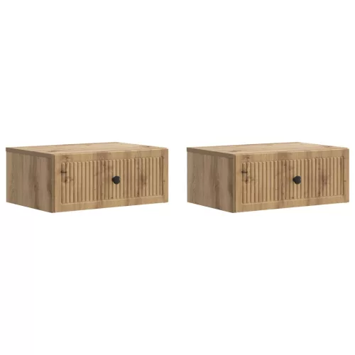 vidaXL Éjjeliszekrény fiókkal 2 pcs Kézműves Tölgy 49 x 34,5 x 20 cm