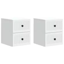   vidaXL Fali éjjeli szekrény 2 pcs Fehér 33 x 34,5 x 40 cm Szerelt Fa