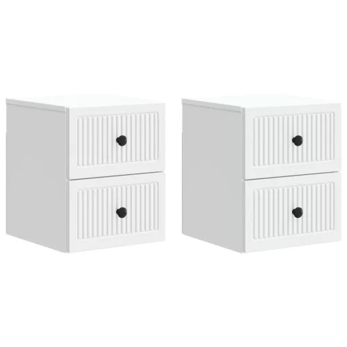 vidaXL Fali éjjeli szekrény 2 pcs Fehér 33 x 34,5 x 40 cm Szerelt Fa