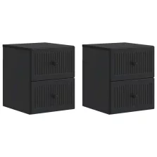   vidaXL Fali éjjeli szekrény 2 pcs Fekete 33 x 34,5 x 40 cm Szerelt Fa