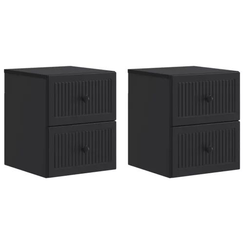 vidaXL Fali éjjeli szekrény 2 pcs Fekete 33 x 34,5 x 40 cm Szerelt Fa