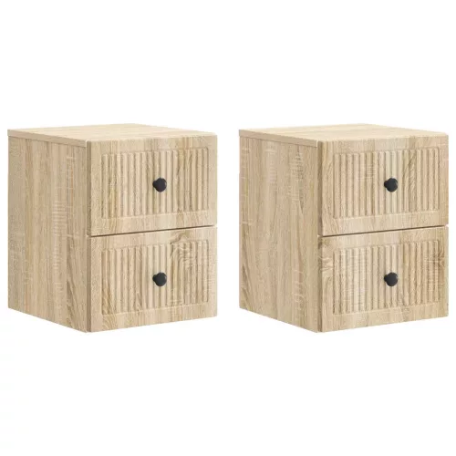 vidaXL Fali éjjeli szekrény 2 pcs Sonoma Tölgy 33 x 34,5 x 40 cm