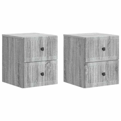 vidaXL Fali éjjeli szekrény 2 pcs Szürke Sonoma 33 x 34,5 x 40 cm