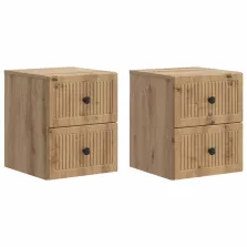   vidaXL Fali éjjeli szekrény 2 pcs Kézműves Tölgy 33 x 34,5 x 40 cm