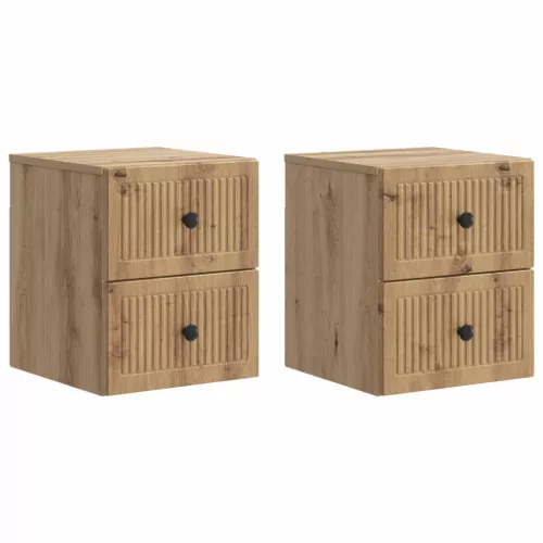 vidaXL Fali éjjeli szekrény 2 pcs Kézműves Tölgy 33 x 34,5 x 40 cm