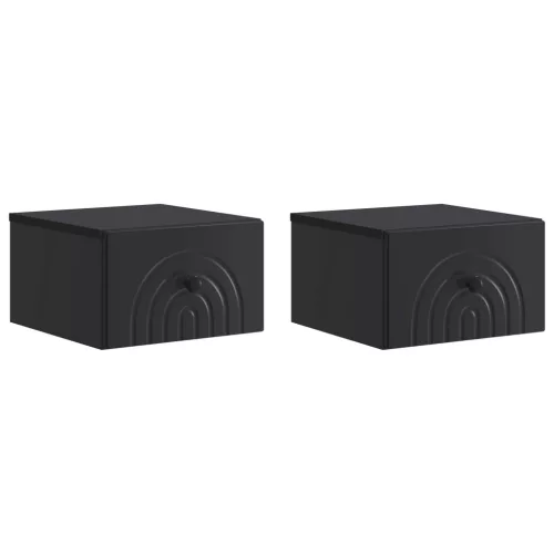 vidaXL Fali éjjeli szekrény 2 pcs Fekete 33 x 34,5 x 20 cm Szerelt Fa