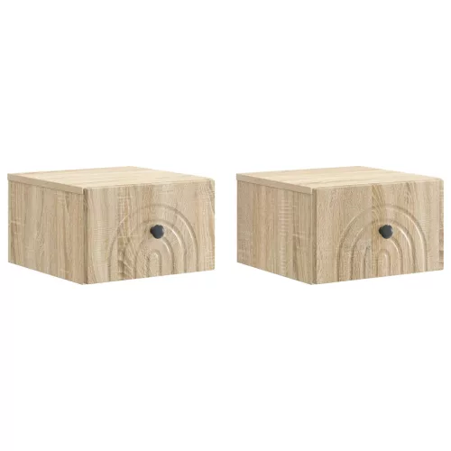 vidaXL Fali éjjeli szekrény 2 pcs Sonoma Tölgy 33 x 34,5 x 20 cm