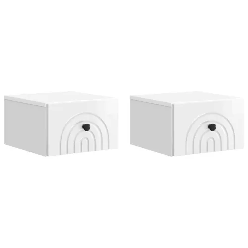 vidaXL Fali éjjeli szekrény 2 pcs Magasfényű Fehér 33 x 34,5 x 20 cm