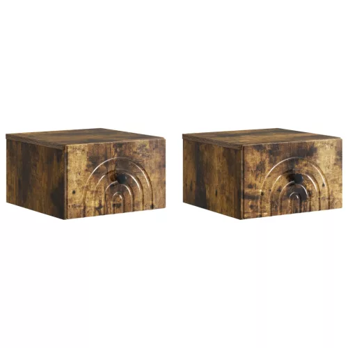 vidaXL Fali éjjeli szekrény 2 pcs Füstös Tölgy 33 x 34,5 x 20 cm