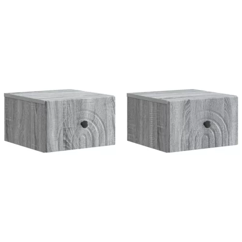 vidaXL Fali éjjeli szekrény 2 pcs Szürke Sonoma 33 x 34,5 x 20 cm