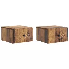   vidaXL Fali éjjeli szekrény fiókkal 2 pcs Antik Fa 33 x 34,5 x 20 cm