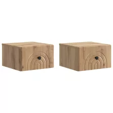   vidaXL Fali éjjeli szekrény 2 pcs Kézműves Tölgy 33 x 34,5 x 20 cm