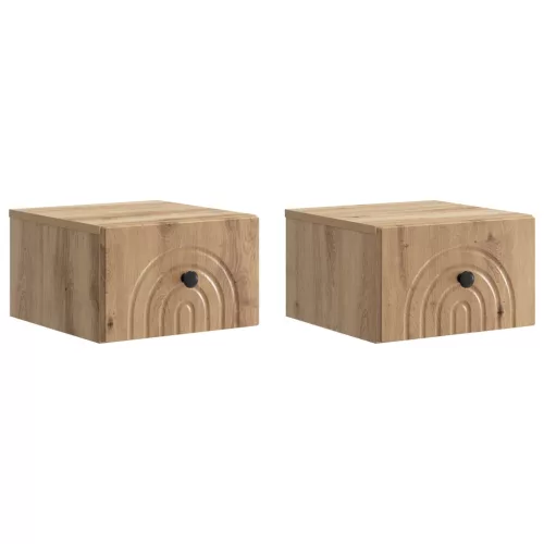 vidaXL Fali éjjeli szekrény 2 pcs Kézműves Tölgy 33 x 34,5 x 20 cm